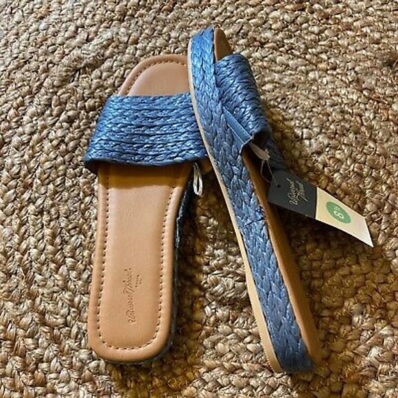 Universal Thread Mardi Raffia Platform Slide Sandals Blue 9.5 - Picture 9 of 9